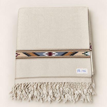 Stonage Sadabahar Swati Kaadi Shawl , Pure and Original Woolen,  Warm Ivory  SB-106