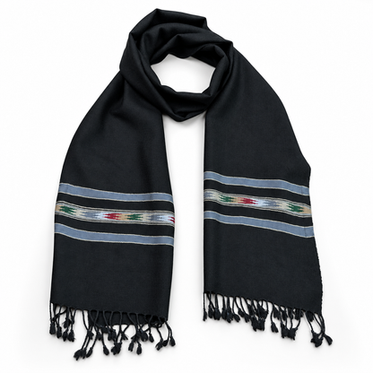 Angoora Wool Handmade  Soft  Mufflers- Black Color