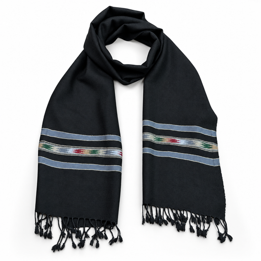 Angoora Wool Handmade  Soft  Mufflers- Black Color