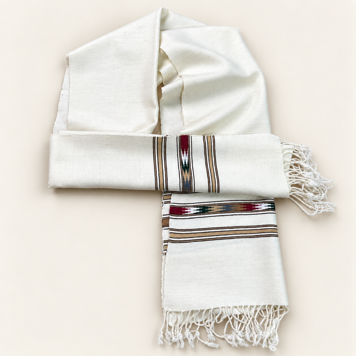 Angoora Wool Handmade  Soft  Mufflers- Off-white