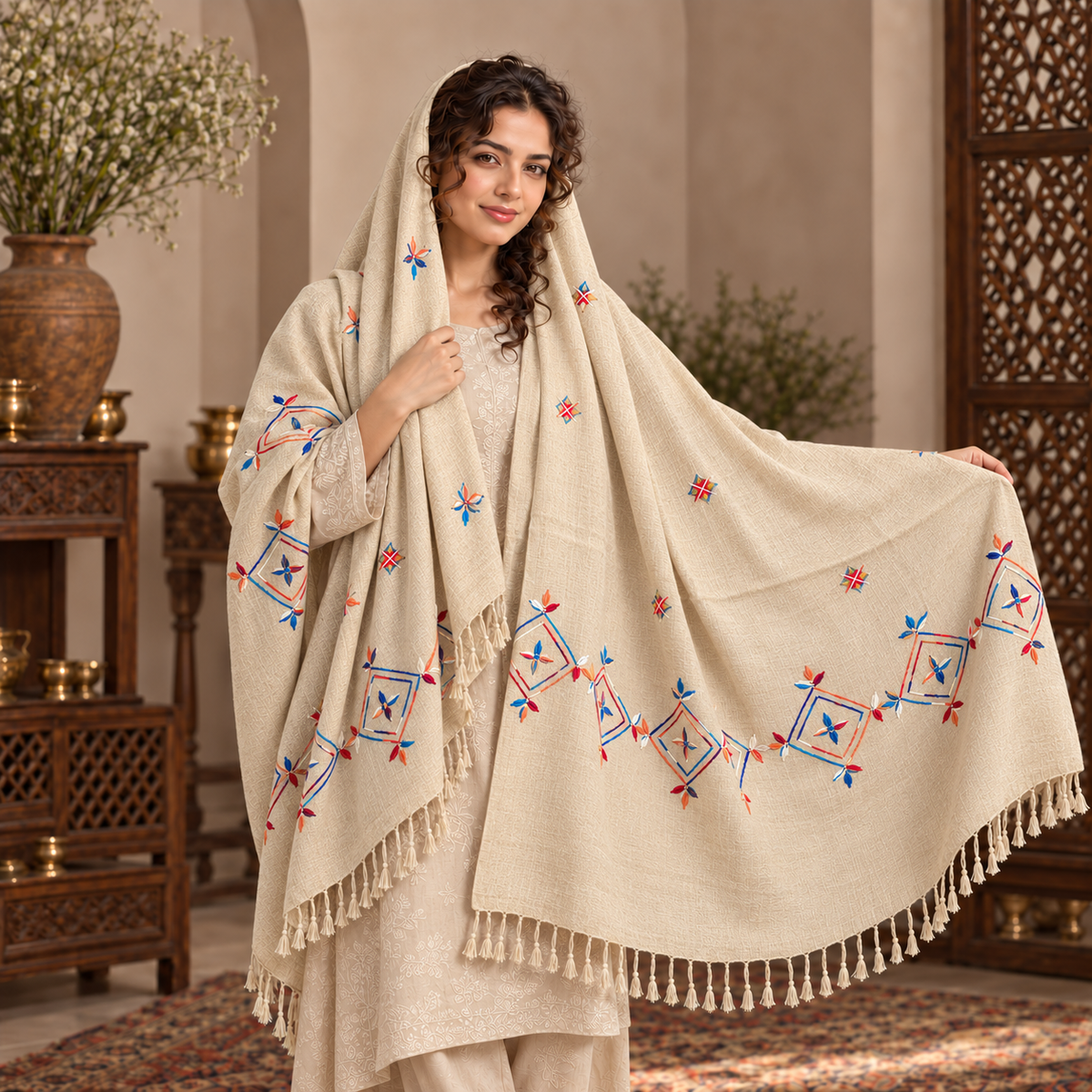 Ladies Swati Handmade Woolen Shawl , Article No LSS-040