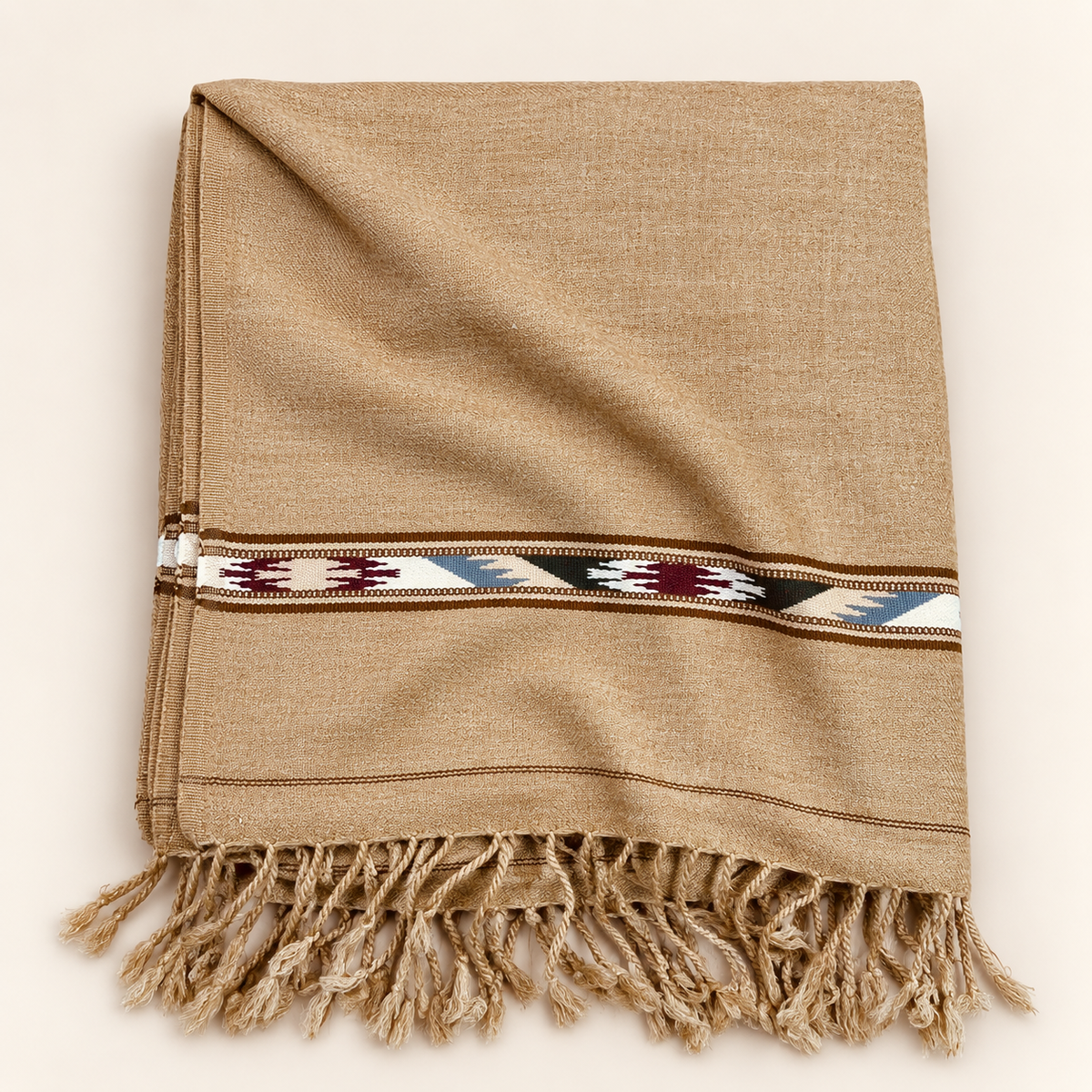 Stonage Sadabahar Swati Kaadi Shawl , Pure and Original Woolen,  Camel Color