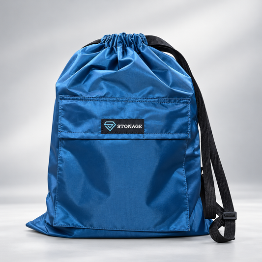 Premium Double-Lined Drawstring Bag – Adjustable, Water-Resistant, All-Purpose for Hajj Umrah, College, Gym & Daily Use Blue Color