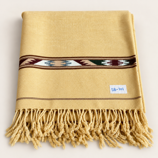 Stonage Sadabahar Swati Kaadi Shawl , Pure and Original Woolen,  Golden Beige. SB-101