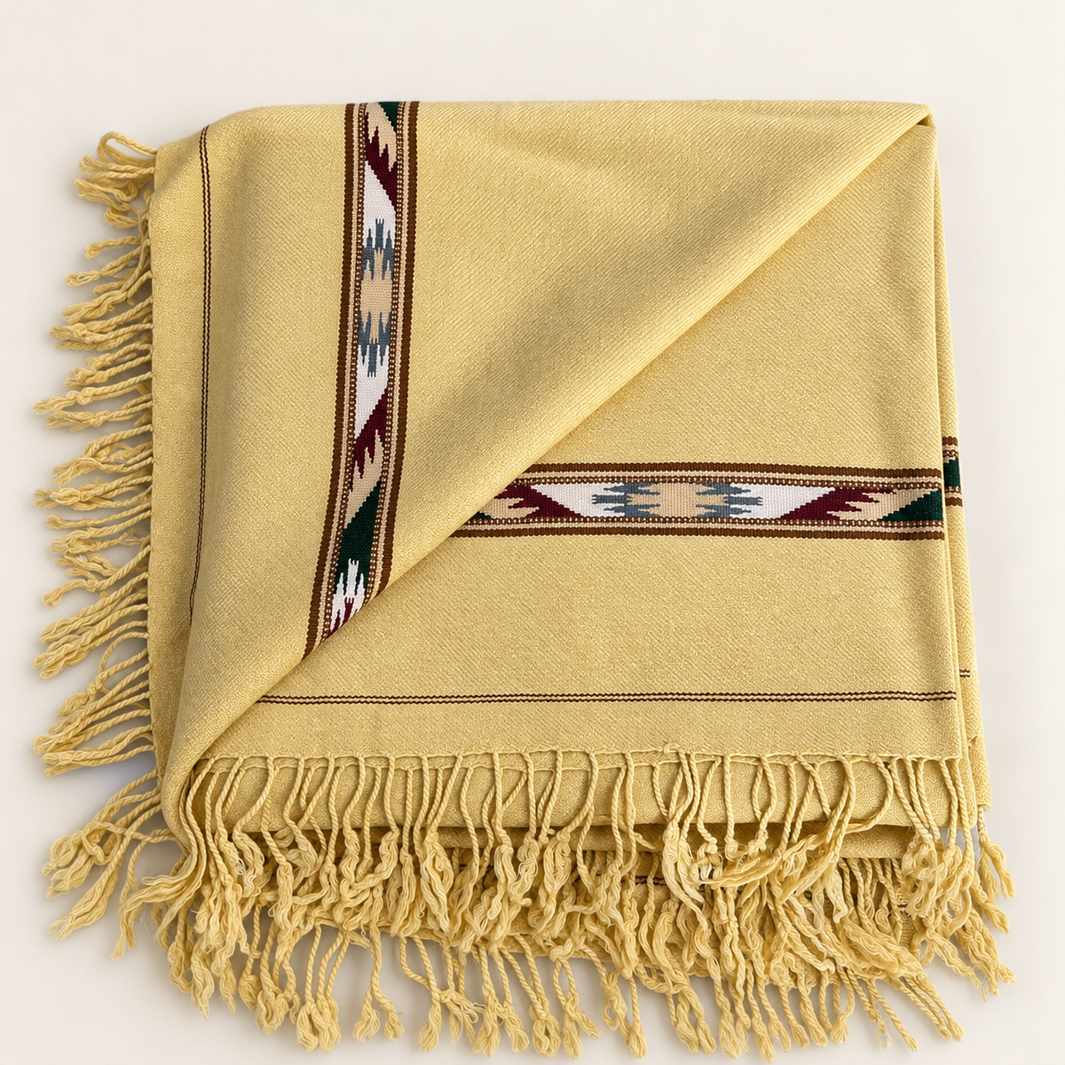 Stonage Sadabahar Swati Kaadi Shawl , Pure and Original Woolen,  Golden Beige. SB-101