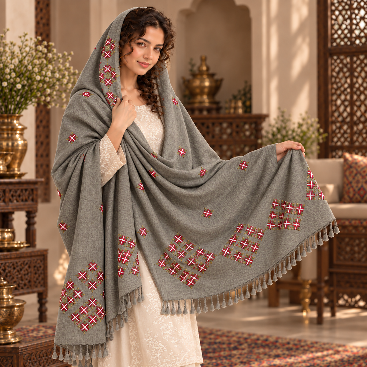 Ladies Swati Handmade Woolen Shawl , Article No LSS-036