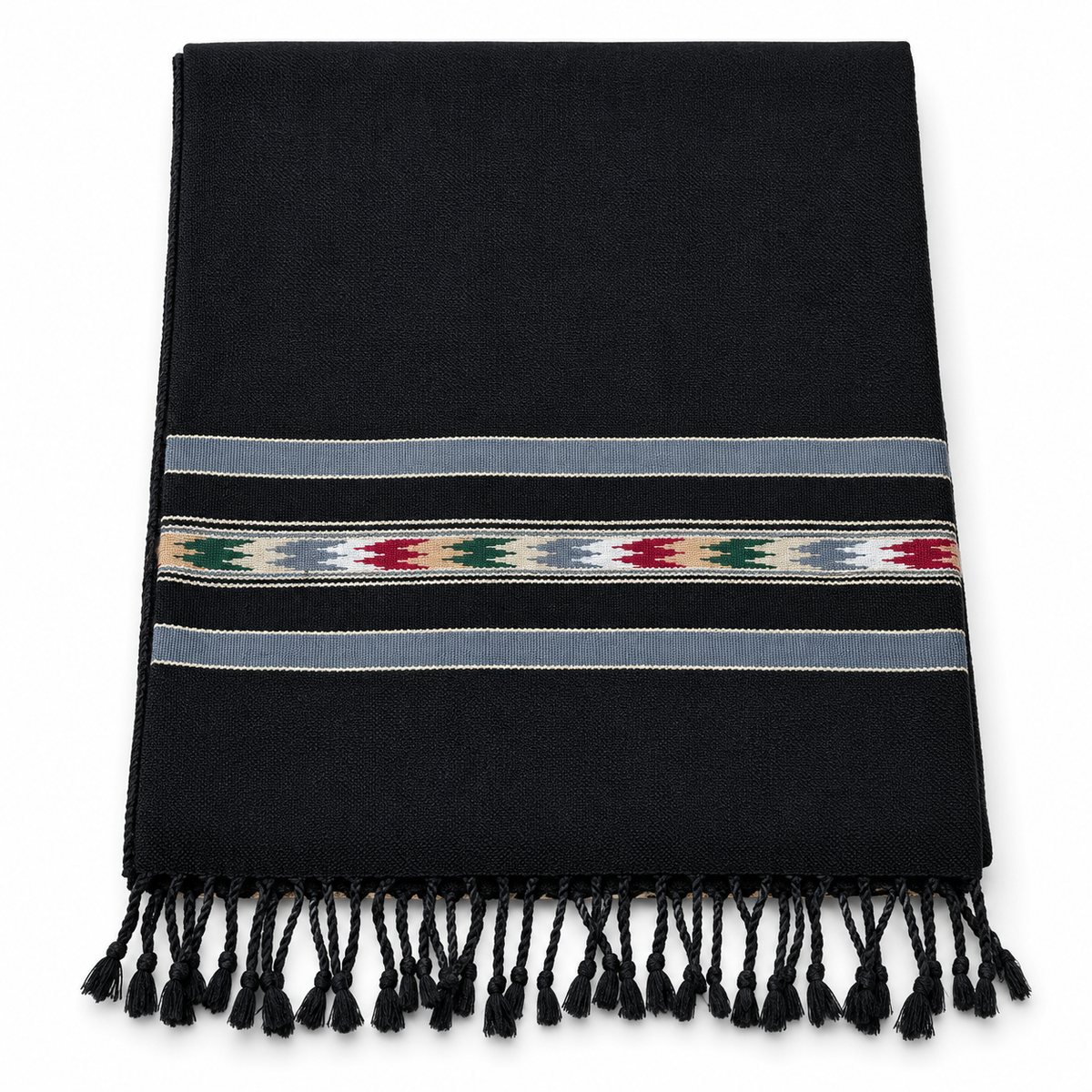 Angoora Wool Handmade  Soft  Mufflers- Black Color