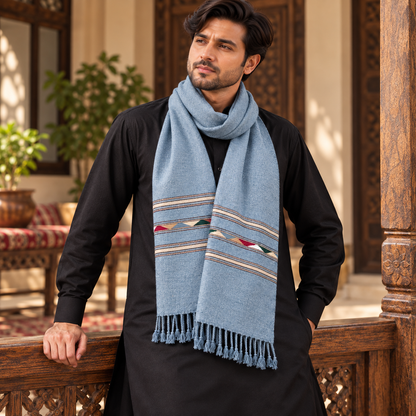Handmade Soft , Wool  Mufflers- Grey