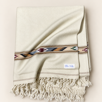 Stonage Sadabahar Swati Kaadi Shawl , Pure and Original Woolen,  Warm Ivory  SB-106