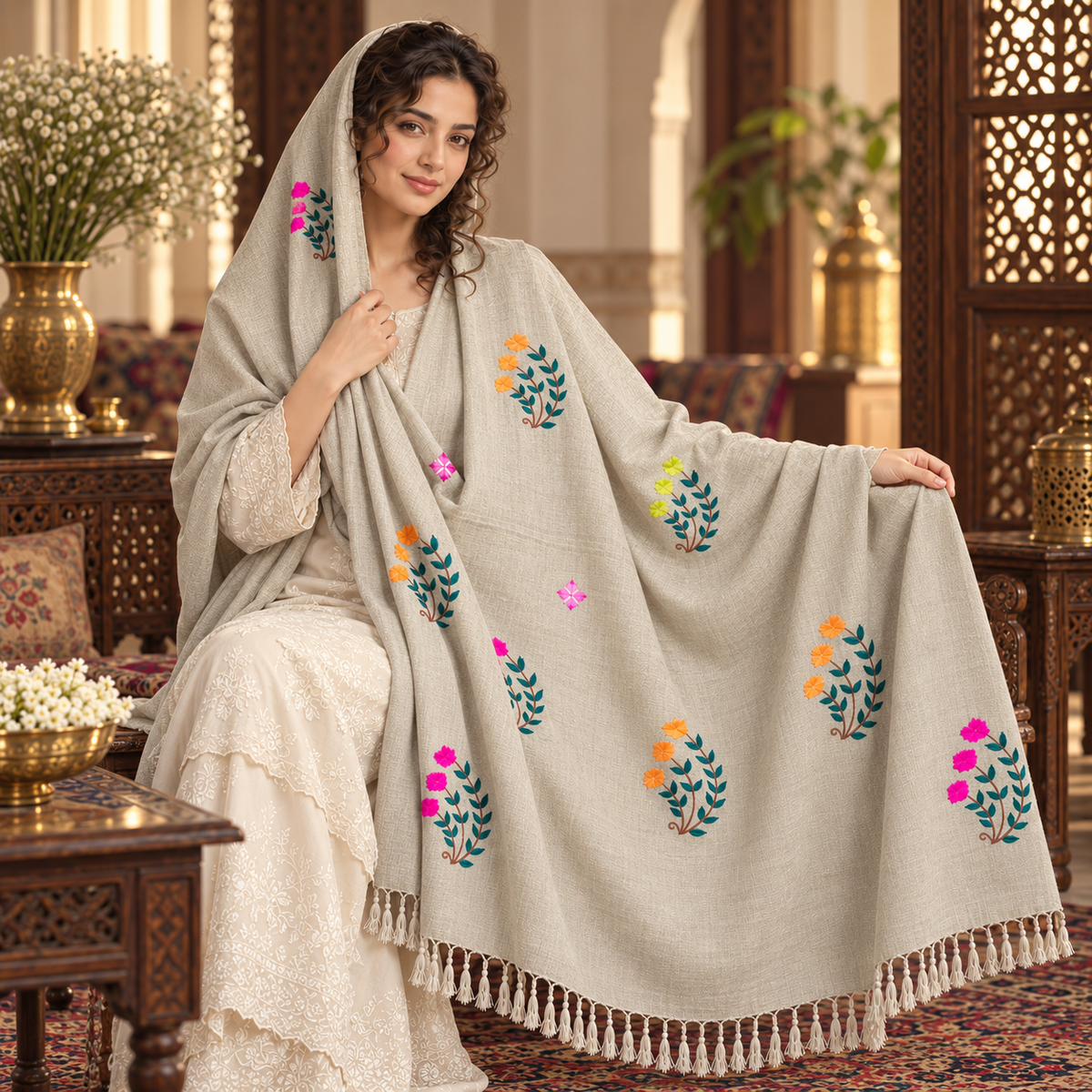 Ladies Swati Handmade Woolen Shawl , Article No LSS-041.