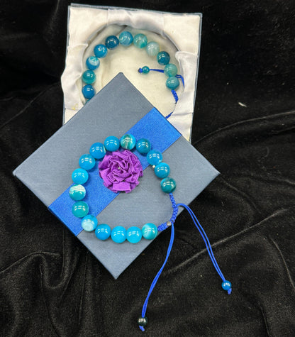 Blue Aeeq Stone Bracelet-Unisex  – Free Size Fit for All( 16 Beads ,10mm size)