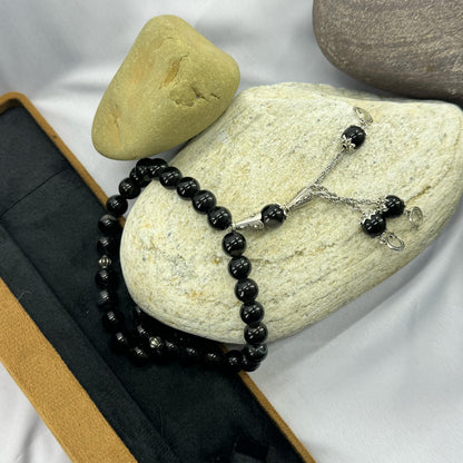 Black Aqeeq Tasbih 10mm/33 Beads