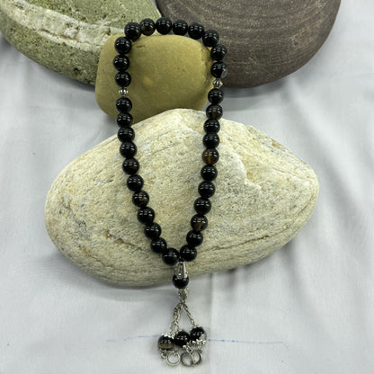 Pack of 2 Black Aqeeq Tasbeeh ( 33 & 100 Beads)