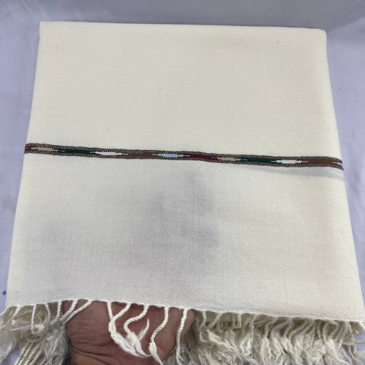 72 Count Premium Class (440 gram) Swati  Shawl Off-White,“A Touch of Tradition — Includes a Complimentary Pakool!”