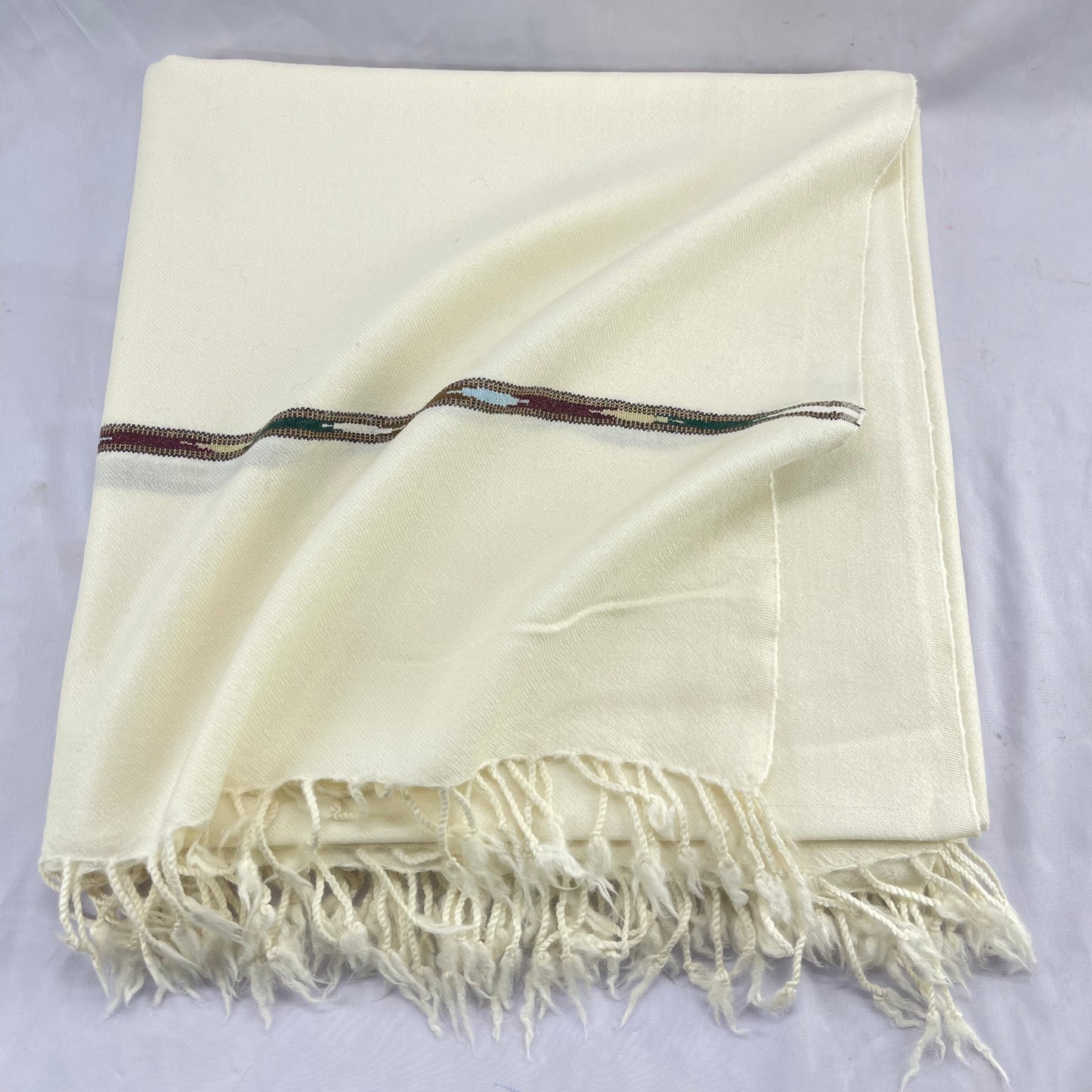 72 Count Premium Class (440 gram) Swati  Shawl Off-White,“A Touch of Tradition — Includes a Complimentary Pakool!”