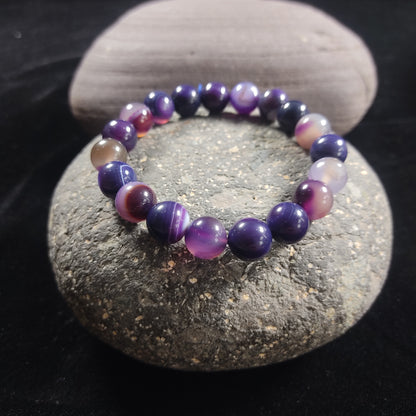 Amethyst  Bracelet  – Free Size Fit for All( 16 Beads ,10mm size) Elastic