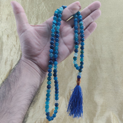Azadi Sale - Natural Blue Aqeeq Tasbih Collection, Natural Original Gem-stone