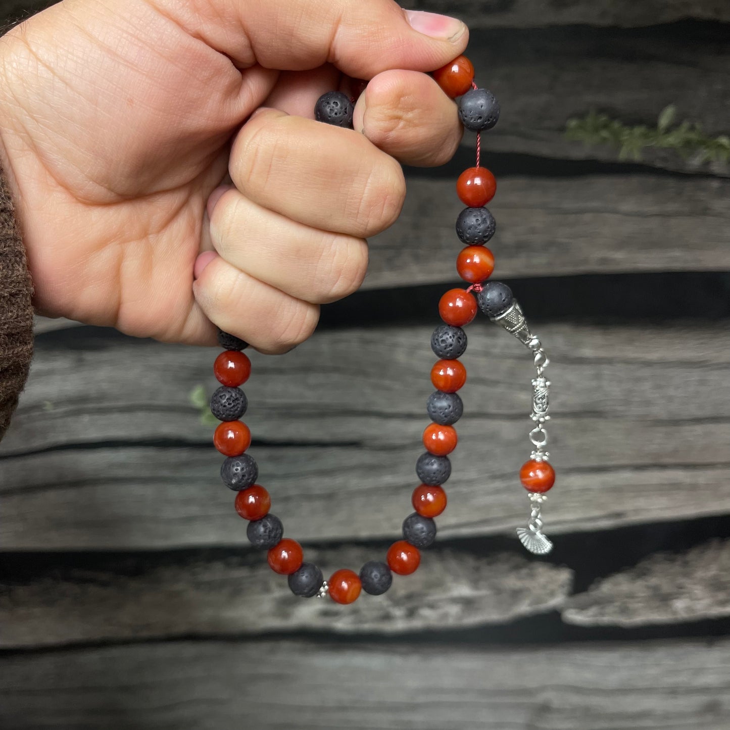 Red Yamni Aqeeq & Lava Stone Tasbeeh