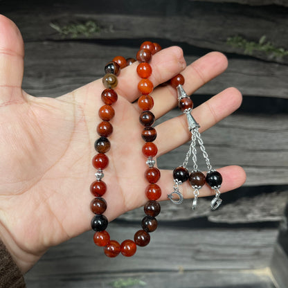 Red & Black  (Sulamaini)  Aqeeq Stone Tasbih  Collection