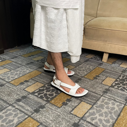 Hajj & Umrah Special Slippers, (Handmade, Anti slip, All Day Comfort) White Color