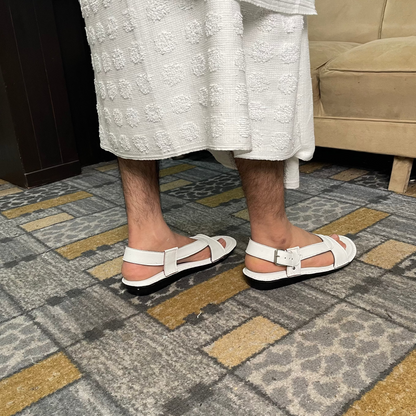 Hajj & Umrah Special Slippers, (Handmade, Anti slip, All Day Comfort) White Color