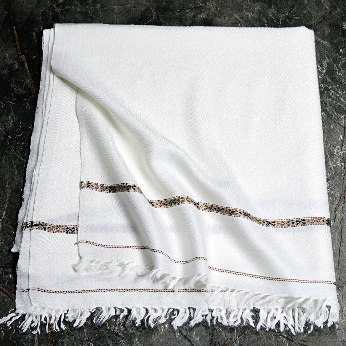 Pashmina (پشمینہ)  96 Swati Handmade  Shawl Off-White.