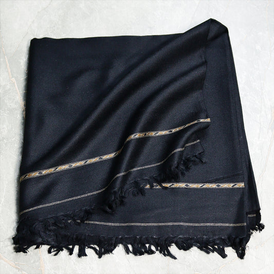 Pashmina [پشمینہ]  96 Swati Woolen Shawl Black Color