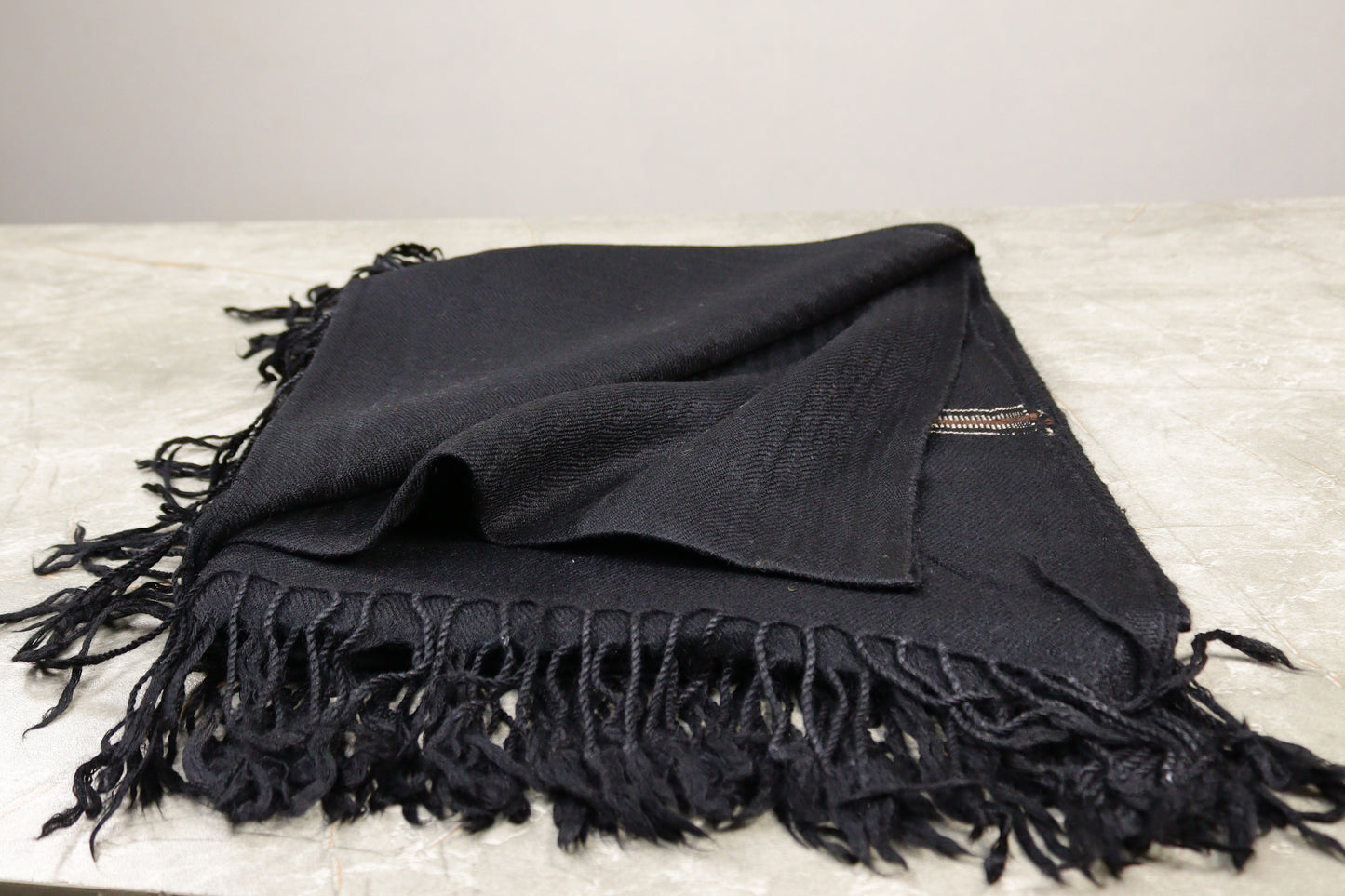 Swati  Black Handmade Wool Shawl Designer Patti Wali