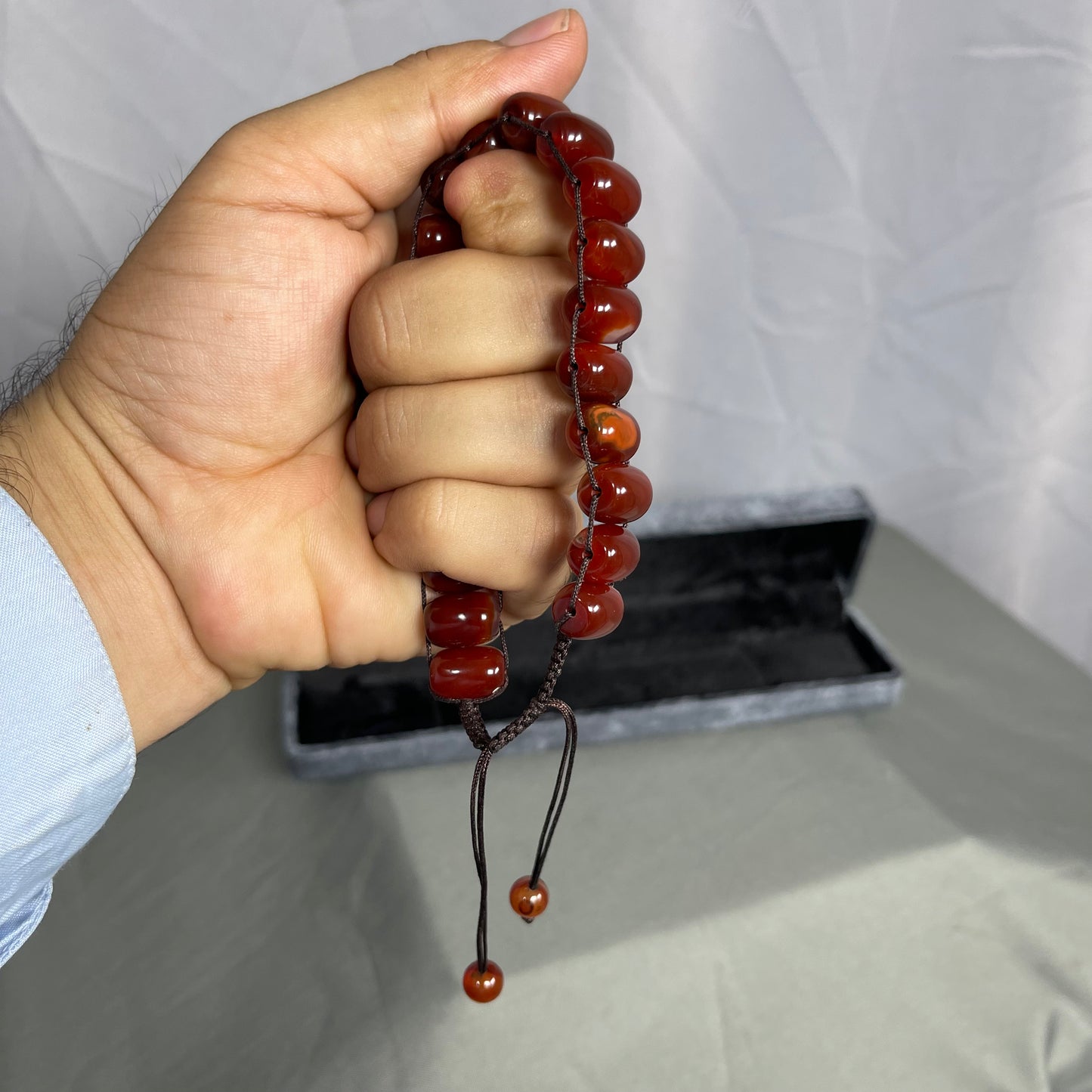 Turkish Round Yamni Red  Aqeeq  Stone Tasbeeh Tasbeeh