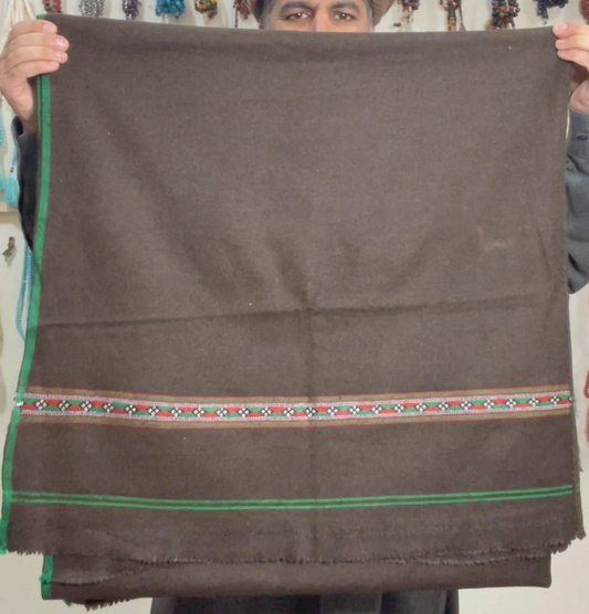Herati - Handmade Wool Shawl, Chocolate-Brown