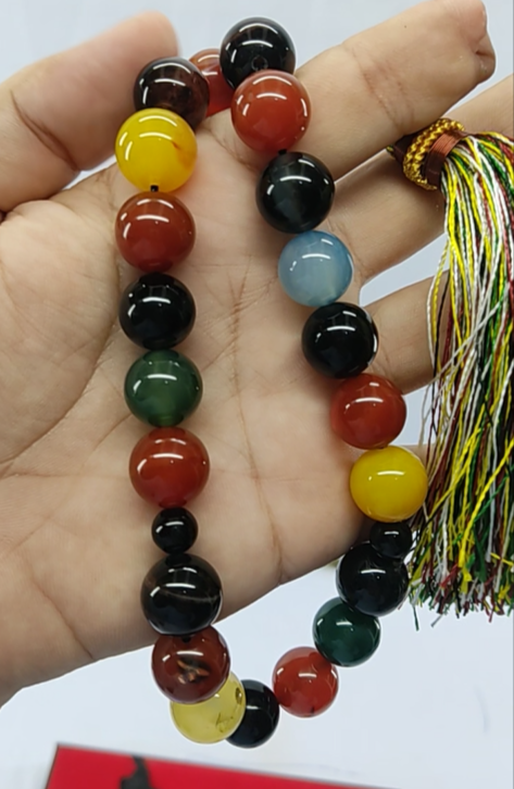 Multi Colored Aqeeq Stone Tasbeeh