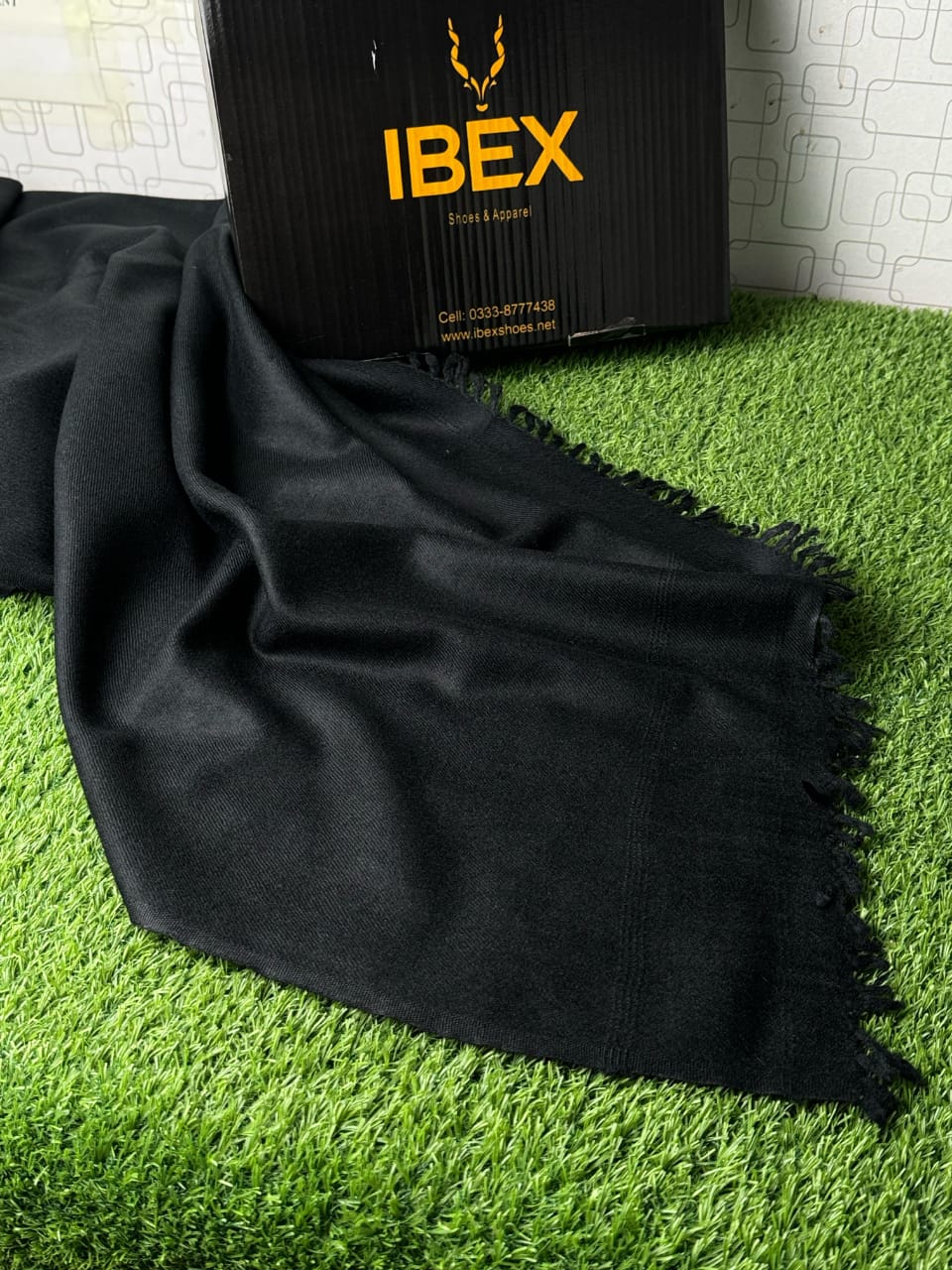 Swati Plain Jet  Black Handmade Wool Shawl