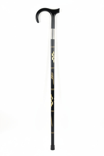 The Ebony Luxe Inlay Walking Cane Black color ( (چوبی نقوش دار شاہی عصا)