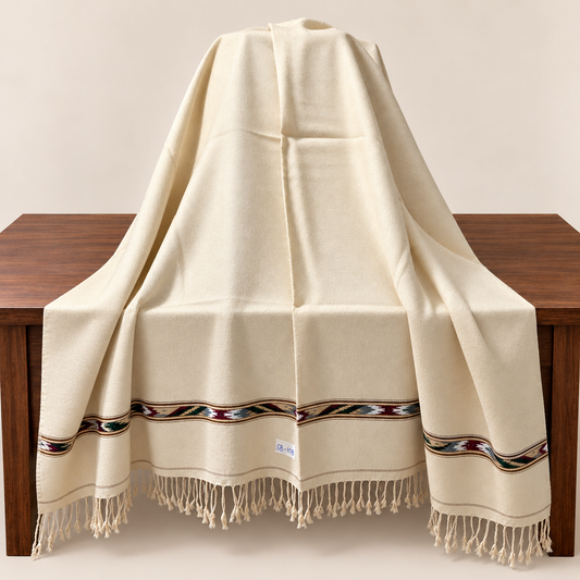 Stonage Sadabahar Swati Kaadi Shawl , Pure and Original Woolen,  Warm Ivory Cream,  SB-108