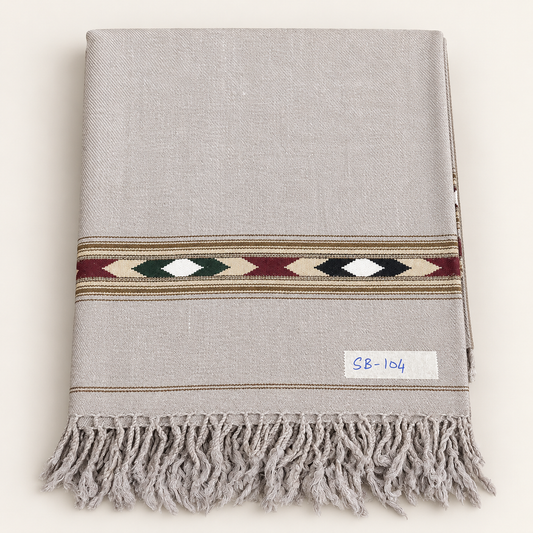 Stonage Sadabahar Swati Kaadi Shawl , Pure and Original Woolen,  Soft Stone Grey  SB-104
