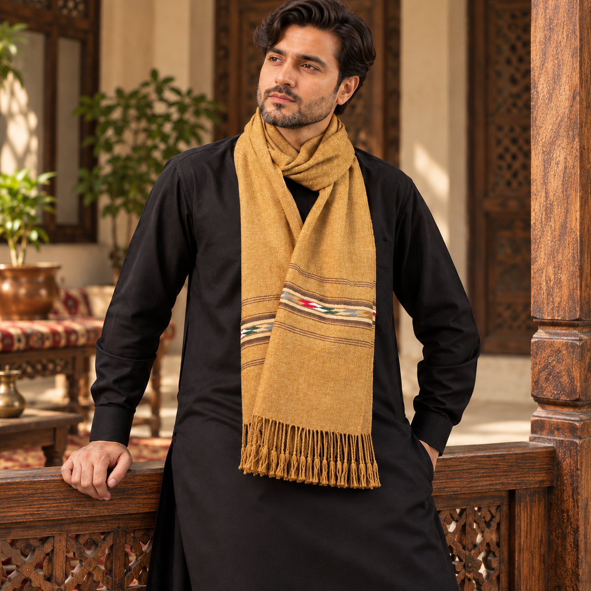 Handmade Soft , Wool  Mufflers- Camel
