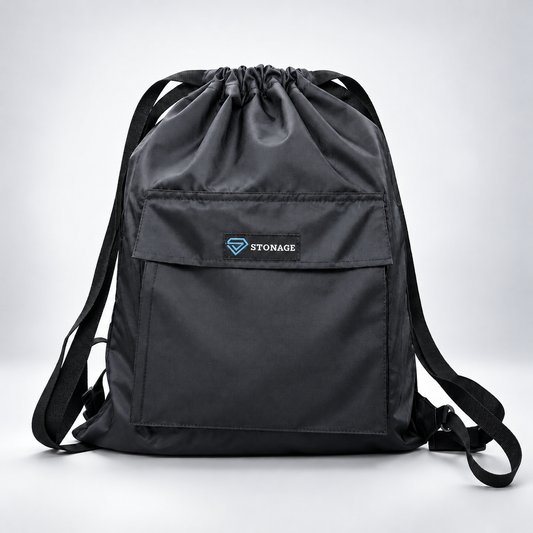Premium Double-Lined Drawstring Bag – Adjustable, Water-Resistant, All-Purpose for Hajj Umrah, College, Gym & Daily Use , Black  Color.