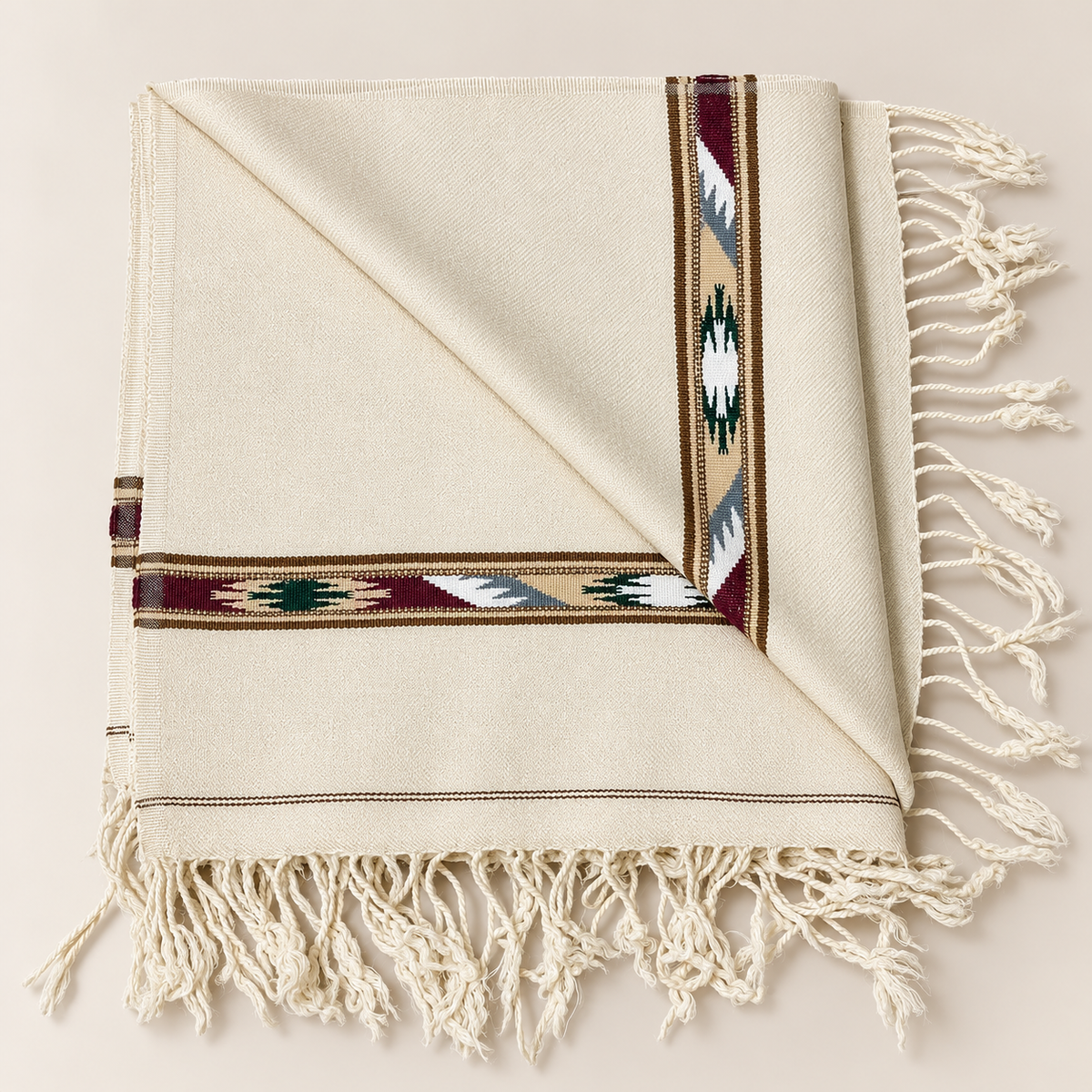 Stonage Sadabahar Swati Kaadi Shawl , Pure and Original Woolen,  Warm Ivory Cream,  SB-108