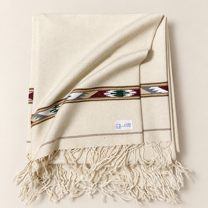 Stonage Sadabahar Swati Kaadi Shawl , Pure and Original Woolen,  Warm Ivory Cream,  SB-108