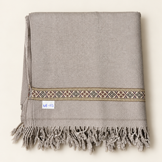 Nowbahar 64 — The Signature Shawl, Handmade & Pure Woolen  Color Warm Grey   NB-113