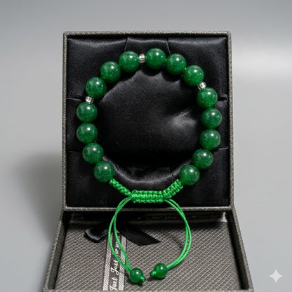 Green Aqeeq Stone   Bracelet  –- Free Size Fit for All( 16 Beads ,10mm size)