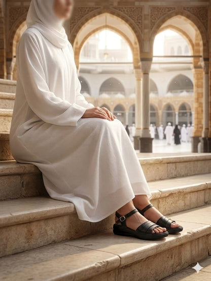 Stonage Exclusive,  Ladies  Hand made , Soft , Lightweight &  Flat, Leather Sandals,  Black Color