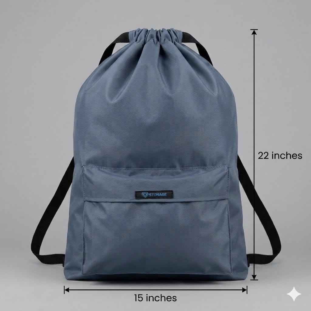 Single, Drawstring Bag – , Waterproof, All-Purpose for Hajj Umrah College/Uni , Gym & Daily Use ( Greyish)