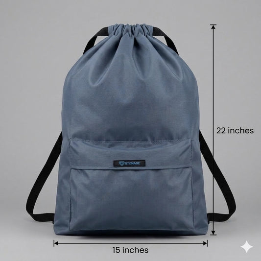 Drawstring Bag – , Waterproof, All-Purpose for Hajj Umrah College/Uni , Gym & Daily Use ( Blueish Grey)