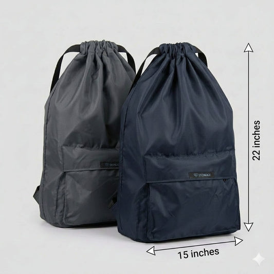 Pack of Two Drawstring Bags – , Waterproof, All-Purpose for Hajj Umrah College/Uni , Gym & Daily Use ( blue + Grey)