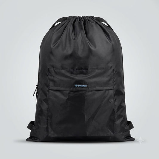 Drawstring Bag – Waterproof, All-Purpose for Hajj Umrah College/Uni , Gym & Daily Use ( Black)