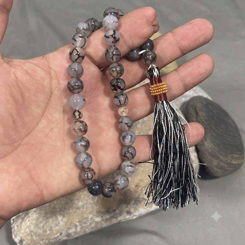 Azadi Sale - Shajri Aqeeq Stone Tasbih Collection, Natural Original Gem-stone