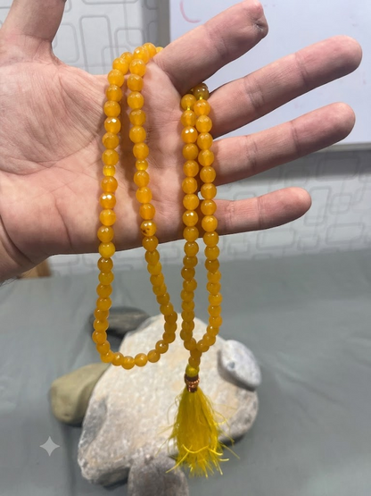 Azadi Sale - Zard Aqeeq Stone Tasbeeh Collection, Natural Original Gem-stone