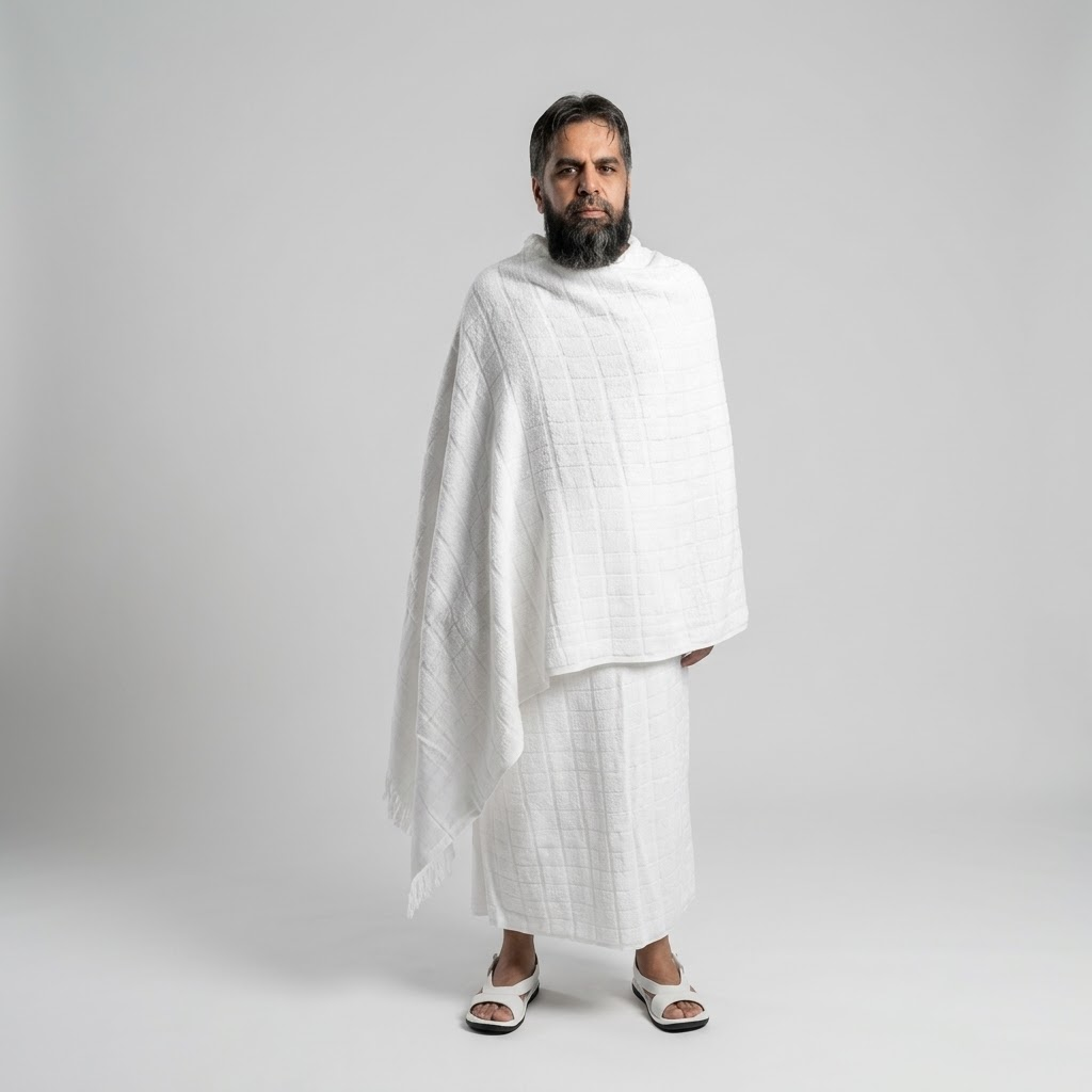 Pure Cotton Full Towel Ihram Set (2 Pieces) – Soft & Absorbent Single-Sided