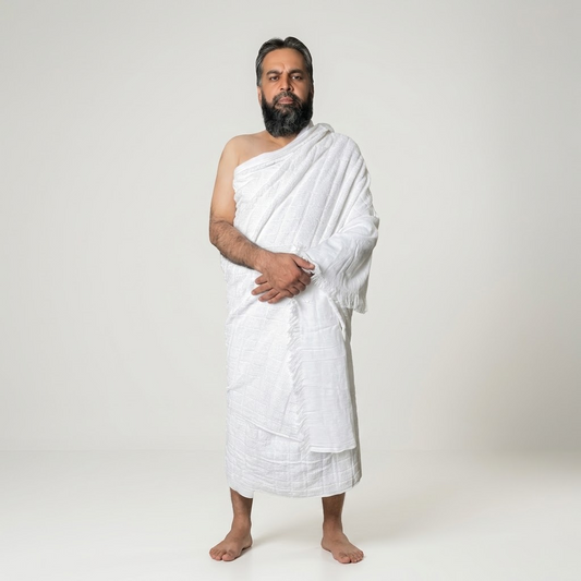 Pure Cotton Full Towel Ihram Set (2 Pieces) – Soft & Absorbent Single-Sided